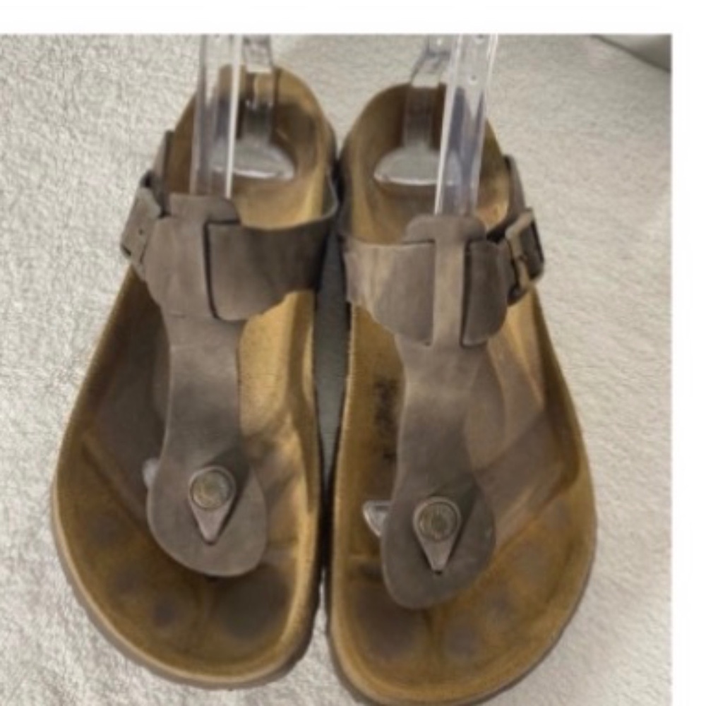 Betula By Birkenstock Brown Leather Slip On Thong Sandals with Buckle 9